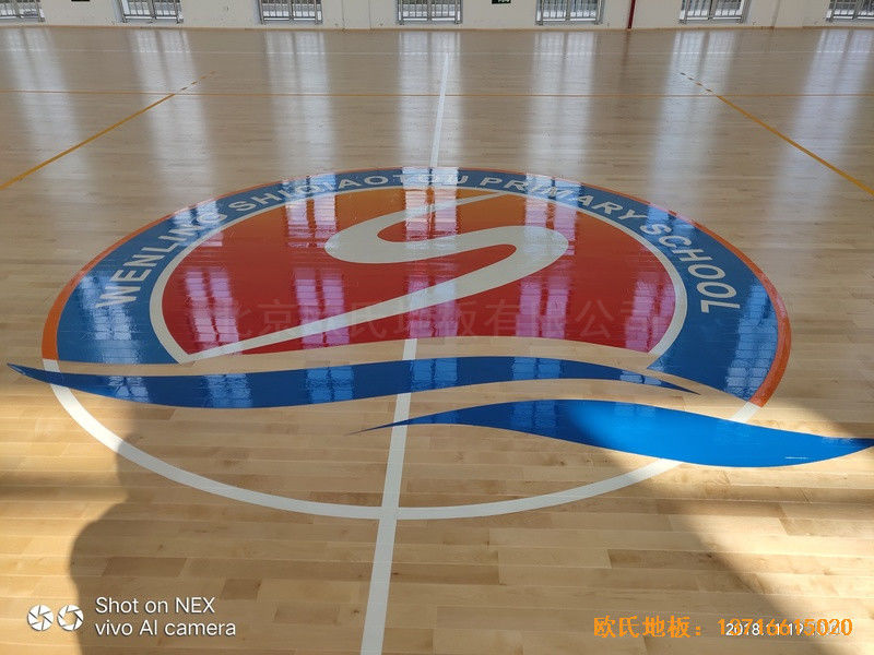 浙江溫嶺石橋頭中心小學(xué)籃球館運動木地板安裝案例4
